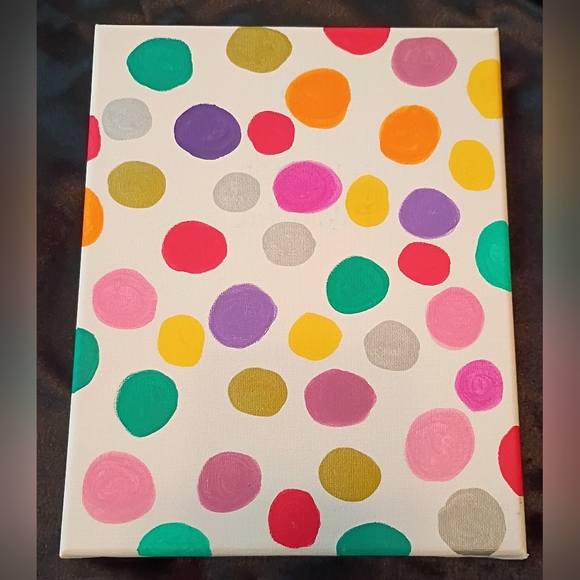 Colorful Polka Dot Canvas Art Acrylic Painting Home Decor Room Decor 8x10" - Picture 1 of 2